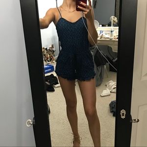 patterned navy blue romper